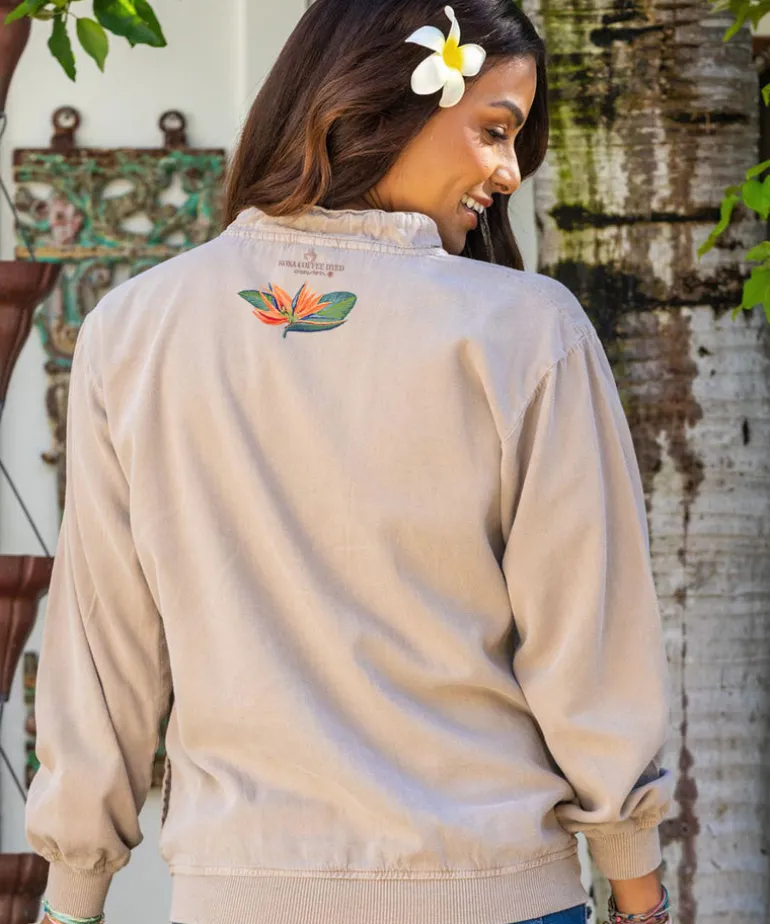 Bird Of Paradise - Kona Coffee Dyed Long Sleeve Lightweight Pullover