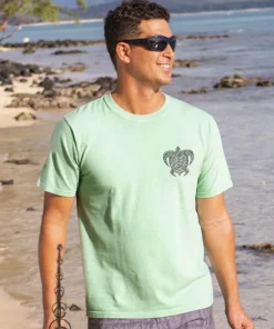 Good Luck Tribal Honu - Key Lime Dyed Short Sleeve Crewneck T-Shirt