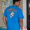 Grateful Dead American Flag - Blue Hawaii Dyed Short Sleeve Crewneck T-Shirt