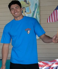 Grateful Dead American Flag - Blue Hawaii Dyed Short Sleeve Crewneck T-Shirt