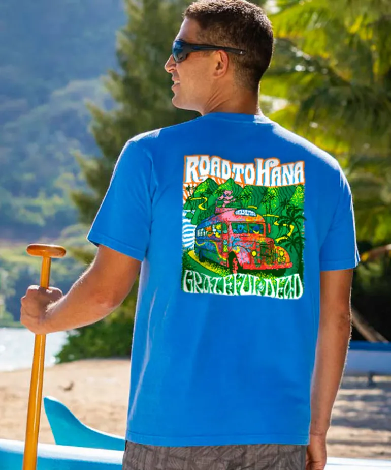 Grateful Dead Bears On The Road - Blue Hawaii Dyed Short Sleeve Crewneck T-Shirt