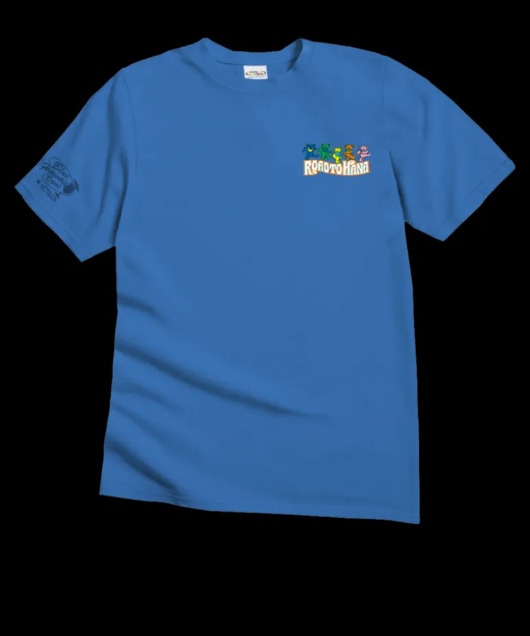 Grateful Dead Bears On The Road - Blue Hawaii Dyed Short Sleeve Crewneck T-Shirt