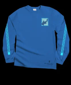 Hammerhead Tribal - Blue Hawaii Dyed Long Sleeve Crewneck T-Shirt