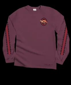 Honu Tribal Woodcut - Wine Dyed Long Sleeve Crewneck T-Shirt