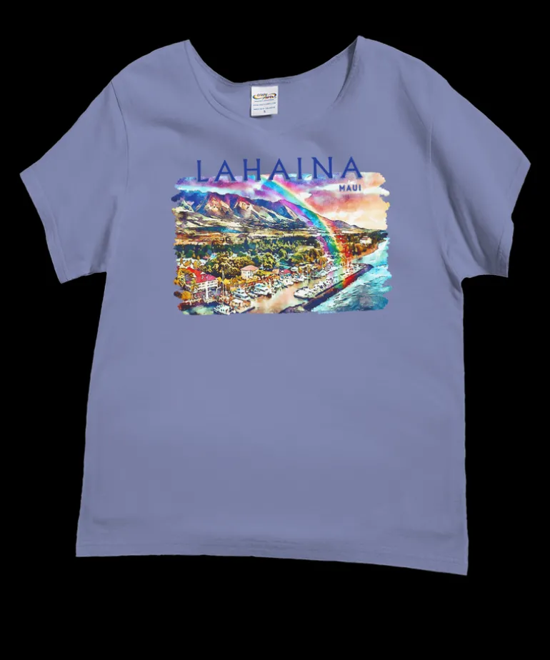 Lahaina Watercolor - Lavender Dyed Short Sleeve Scoop Neck T-Shirt