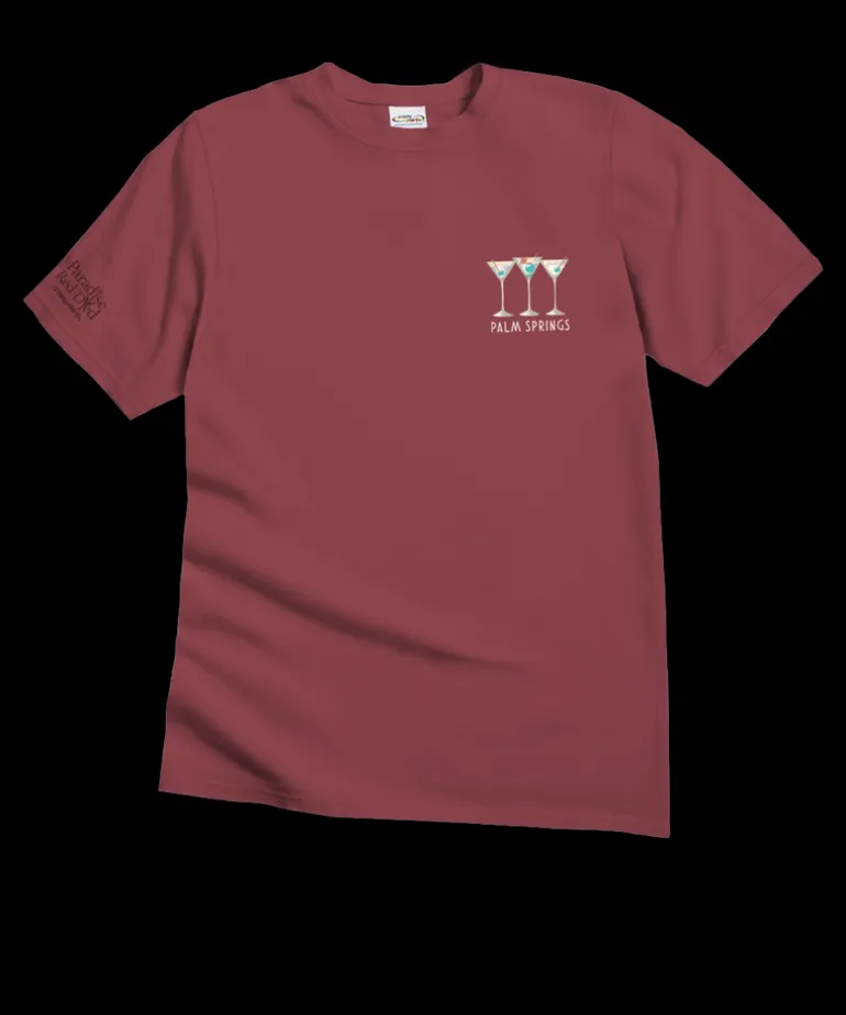 Martini Pool Party - Paradise Red Dyed Short Sleeve Crewneck T-Shirt