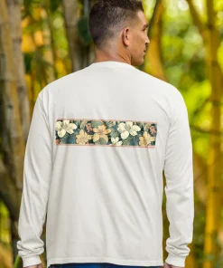 Masculine Floral Band - Coconut Dyed Long Sleeve Crewneck T-Shirt