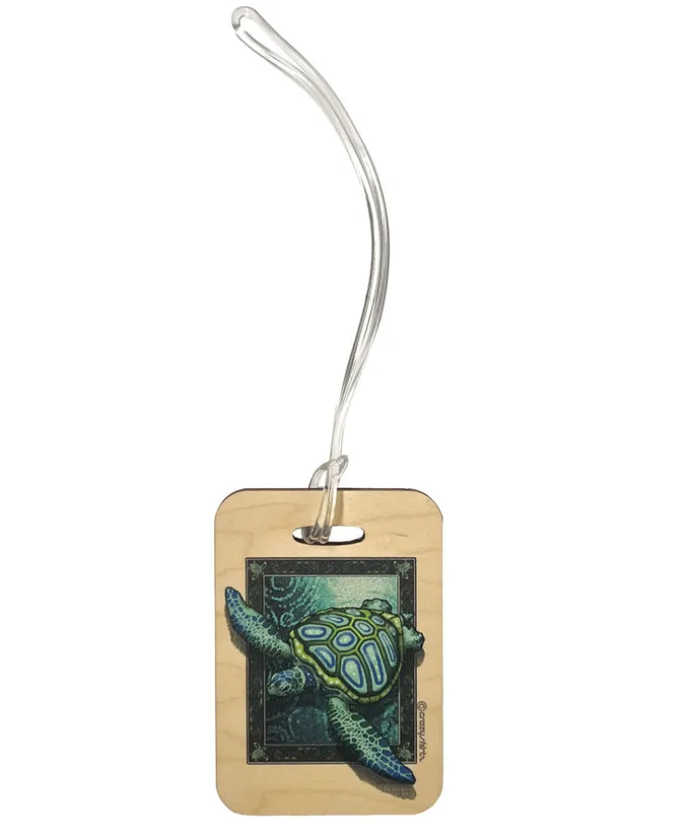 Sea Turtle Mosaic - Wooden Bag Tag