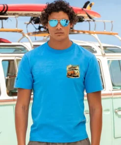 Volkswagen Surf Bus - Blue Hawaii Dyed Short Sleeve Crewneck T-Shirt