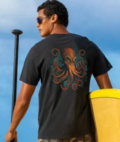 Tribal Octopus - Jet Black Short Sleeve Pima T-Shirt